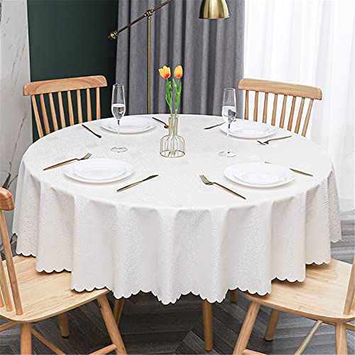 Runde Tischdecke,Tischtuch,Wachstuch Tischdecke Abwaschbar Rund,für Home Küche Dekoration (160cm,Blattcreme) von NOPEXTO