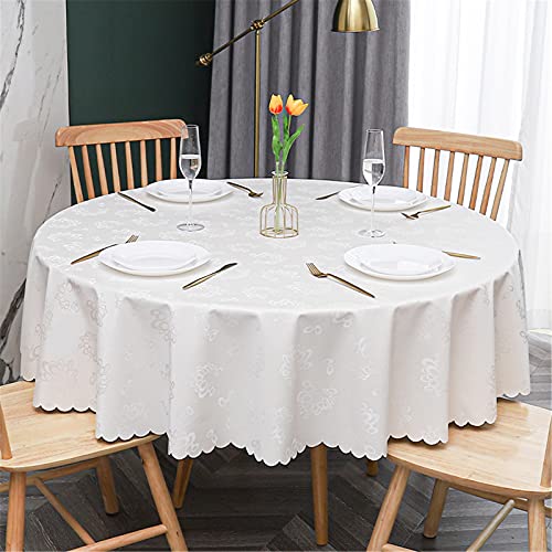 NOPEXTO Runde Tischdecke,Tischtuch,Wachstuch Tischdecke Abwaschbar Rund,für Home Küche Dekoration (160cm,Windcreme) von NOPEXTO