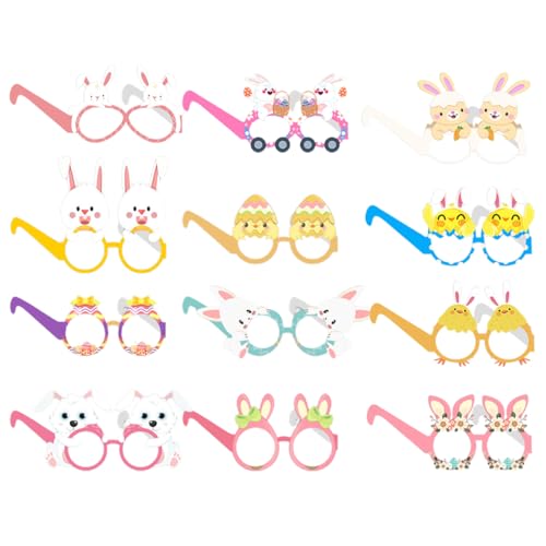 NOPKESV 12 Stücke Osterhasen Brille Lustige Küken Brillen Brillenrahmen Osterparty-Gläser Ostern Partybrillen Osterbrille Foto Requisiten Kostüm Accessoire für Ostergeschenke Haushaltswaren Dekor NOPKESV 12 Stücke Osterhasen Brille Lustige Küken Brillen Brillenrahmen Osterparty-Gläser Ostern Partybrillen Osterbrille Foto Requisiten Kostüm Accessoire für Ostergeschenke Haushaltswaren Dekor von NOPKESV