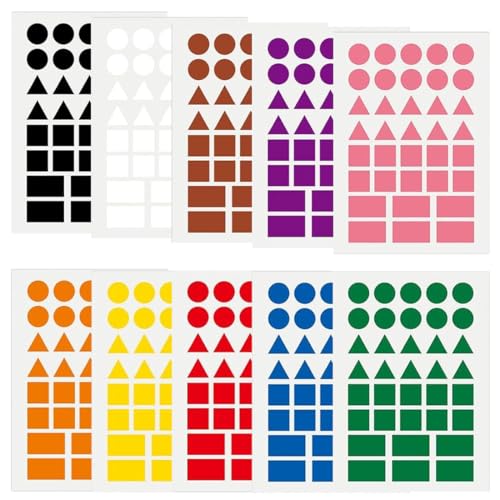 NOPKESV 160 Stück Geometrische Formen Aufkleber Sticker (Kreis,Dreick,Quadrat,Rechteck) (5 Farben) von NOPKESV