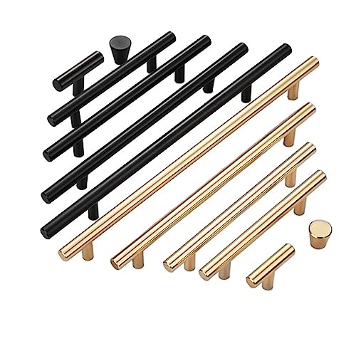 1 Stück Edelstahl gerade Schrankgriffe Knöpfe gebürstet schwarz Gold Küchentürgriffe Schrankgriff Möbelgriff (Color : Black 384mm, Size : 1pcs) von NORAZE