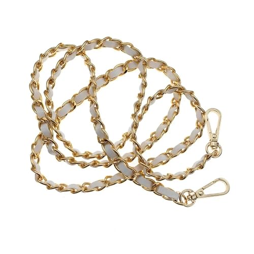 NORAZE 118 cm Geldbörse Kettenriemen Umhängetasche Handtasche Ketten Ersatz Leder Umhängetasche Kettenriemen DIY Tasche Teil Zubehör (Color : Gold-White, Size : 118cm) von NORAZE