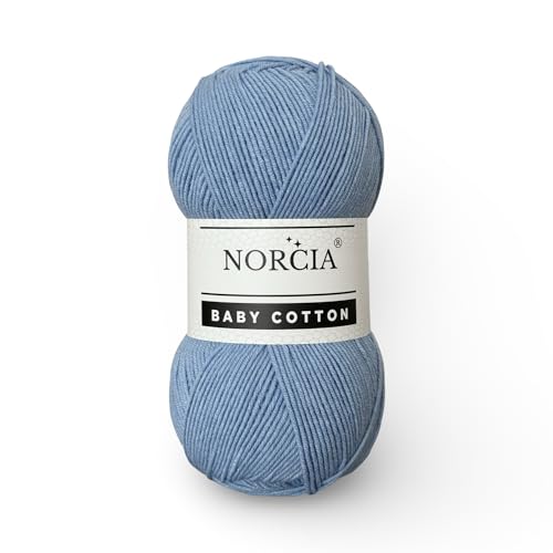 Norcia Baby-Baumwolle, 55 % Baumwolle, 45 % Acryl, fein/Sport (2) zum Häkeln und Stricken, weiches Amigurumi-Garn, 100 g von NORCIA