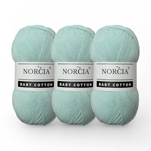 Norcia Baby-Baumwolle, 55 % Baumwolle, 45 % Acryl, fein/Sport (2) zum Häkeln und Stricken, weiches Amigurumi-Garn, 100 g von NORCIA