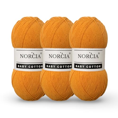 Norcia Baby-Baumwolle, 55 % Baumwolle, 45 % Acryl, fein/Sport (2) zum Häkeln und Stricken, weiches Amigurumi-Garn, 100 g von NORCIA