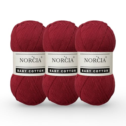 Norcia Baby-Baumwolle, 55 % Baumwolle, 45 % Acryl, fein/Sport (2) zum Häkeln und Stricken, weiches Amigurumi-Garn, 100 g von NORCIA