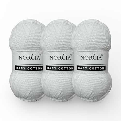 Norcia Baby-Baumwolle, 55 % Baumwolle, 45 % Acryl, fein/Sport (2) zum Häkeln und Stricken, weiches Amigurumi-Garn, 100 g von NORCIA