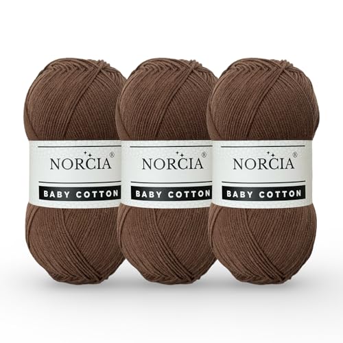 Norcia Baby-Baumwolle, 55 % Baumwolle, 45 % Acryl, fein/Sport (2) zum Häkeln und Stricken, weiches Amigurumi-Garn, 100 g von NORCIA