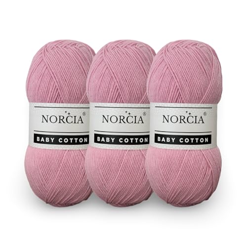 Norcia Baby-Baumwolle, 55 % Baumwolle, 45 % Acryl, fein/Sport (2) zum Häkeln und Stricken, weiches Amigurumi-Garn, 100 g von NORCIA