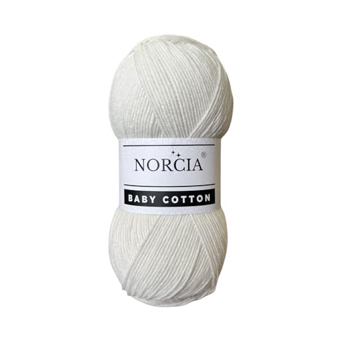 Norcia Baby-Baumwolle, 55 % Baumwolle, 45 % Acryl, fein/Sport (2) zum Häkeln und Stricken, weiches Amigurumi-Garn, 100 g von NORCIA