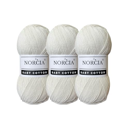 Norcia Baby-Baumwolle, 55 % Baumwolle, 45 % Acryl, fein/Sport (2) zum Häkeln und Stricken, weiches Amigurumi-Garn, 100 g von NORCIA