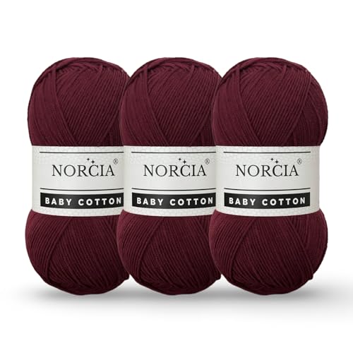Norcia Baby-Baumwolle, 55 % Baumwolle, 45 % Acryl, fein/Sport (2) zum Häkeln und Stricken, weiches Amigurumi-Garn, 100 g von NORCIA