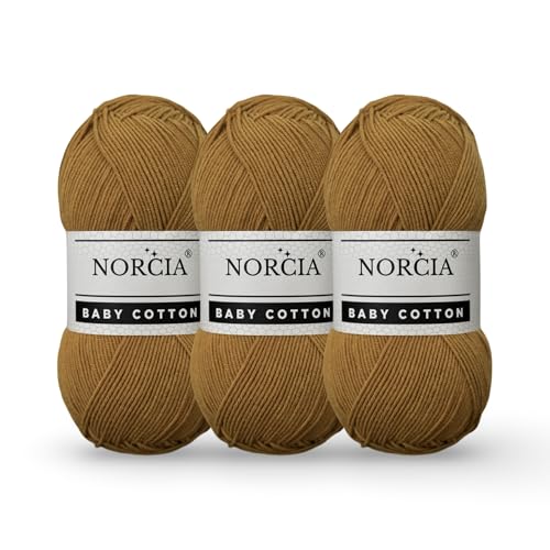 Norcia Baby-Baumwolle, 55 % Baumwolle, 45 % Acryl, fein/Sport (2) zum Häkeln und Stricken, weiches Amigurumi-Garn, 100 g von NORCIA