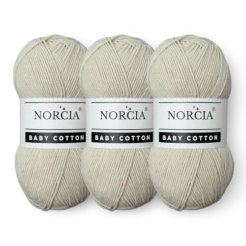 Norcia Baby-Baumwolle, 55 % Baumwolle, 45 % Acryl, fein/Sport (2) zum Häkeln und Stricken, weiches Amigurumi-Garn, 100 g von NORCIA