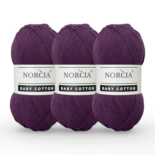Norcia Baby-Baumwolle, 55 % Baumwolle, 45 % Acryl, fein/Sport (2) zum Häkeln und Stricken, weiches Amigurumi-Garn, 100 g von NORCIA