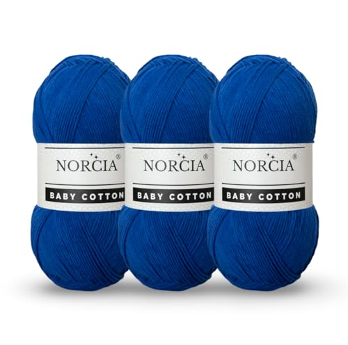 Norcia Baby-Baumwolle, 55 % Baumwolle, 45 % Acryl, fein/Sport (2) zum Häkeln und Stricken, weiches Amigurumi-Garn, 100 g von NORCIA