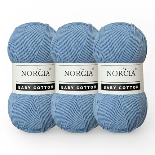 Norcia Baby-Baumwolle, 55 % Baumwolle, 45 % Acryl, fein/Sport (2) zum Häkeln und Stricken, weiches Amigurumi-Garn, 100 g von NORCIA