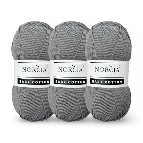 Norcia Baby-Baumwolle, 55 % Baumwolle, 45 % Acryl, fein/Sport (2) zum Häkeln und Stricken, weiches Amigurumi-Garn, 100 g von NORCIA
