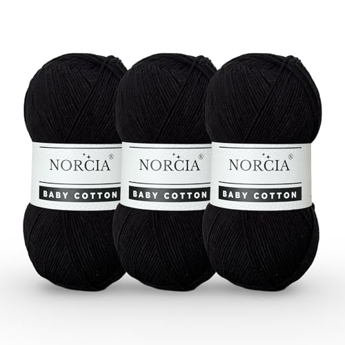 Norcia Baby-Baumwolle, 55 % Baumwolle, 45 % Acryl, fein/Sport (2) zum Häkeln und Stricken, weiches Amigurumi-Garn, 100 g von NORCIA