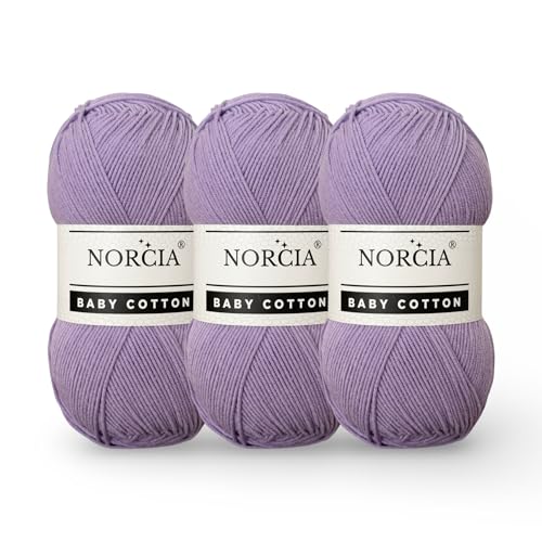 Norcia Baby-Baumwolle, 55 % Baumwolle, 45 % Acryl, fein/Sport (2) zum Häkeln und Stricken, weiches Amigurumi-Garn, 100 g von NORCIA