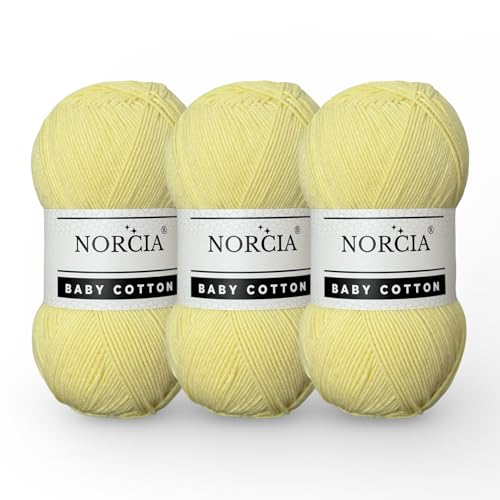 Norcia Baby-Baumwolle, 55 % Baumwolle, 45 % Acryl, fein/Sport (2) zum Häkeln und Stricken, weiches Amigurumi-Garn, 100 g von NORCIA