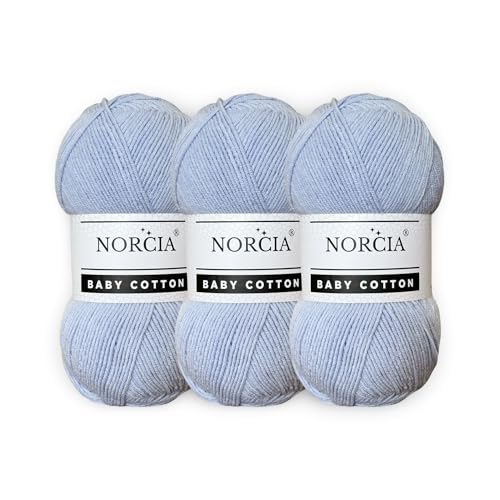 Norcia Baby-Baumwolle, 55 % Baumwolle, 45 % Acryl, fein/Sport (2) zum Häkeln und Stricken, weiches Amigurumi-Garn, 100 g von NORCIA