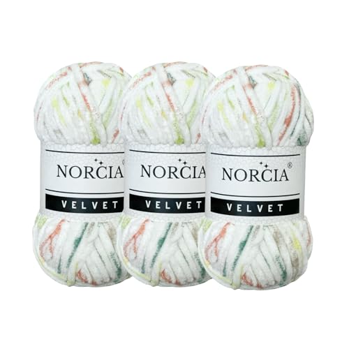 Weiches Samtgarn, Chenille-Garn zum Häkeln, super sperrig, 3 x 100 g, Babydeckengarn zum Stricken, Amigurumi-Garn zum Häkeln, Weben, Basteln Weiches Samtgarn, Chenille-Garn zum Häkeln, super sperrig, 3 x 100 g, Babydeckengarn zum Stricken, Amigurumi-Garn zum Häkeln, Weben, Basteln von NORCIA