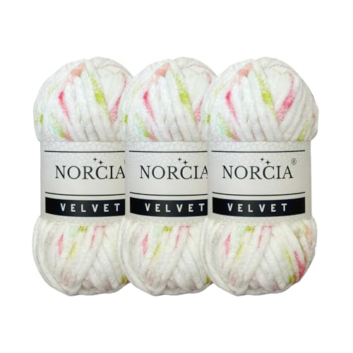 Weiches Samtgarn, Chenille-Garn zum Häkeln, super sperrig, 3 x 100 g, Babydeckengarn zum Stricken, Amigurumi-Garn zum Häkeln, Weben, Basteln Weiches Samtgarn, Chenille-Garn zum Häkeln, super sperrig, 3 x 100 g, Babydeckengarn zum Stricken, Amigurumi-Garn zum Häkeln, Weben, Basteln von NORCIA