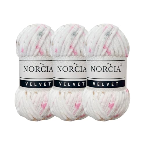 Weiches Samtgarn, Chenille-Garn zum Häkeln, super sperrig, 3 x 100 g, Babydeckengarn zum Stricken, Amigurumi-Garn zum Häkeln, Weben, Basteln Weiches Samtgarn, Chenille-Garn zum Häkeln, super sperrig, 3 x 100 g, Babydeckengarn zum Stricken, Amigurumi-Garn zum Häkeln, Weben, Basteln von NORCIA