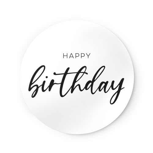 Aufkleber Happy Birthday | 40 Stück runde 3cm Etiketten in Schwarz-Weiß | Stilvolle elegante Sticker Alles Gute zum Geburtstag ideal für Geburtstagsgeschenke Verpackung Mitbringsel Karten NORDEULE Aufkleber Happy Birthday | 40 Stück runde 3cm Etiketten in Schwarz-Weiß | Stilvolle elegante Sticker Alles Gute zum Geburtstag ideal für Geburtstagsgeschenke Verpackung Mitbringsel Karten NORDEULE von NORDEULE