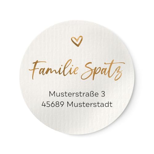 Personalisierte Adressaufkleber | 4cm Runde wischfeste Etiketten 24 Stück mit Wunschtext | ideal für Einladungskarten Umschläge Briefpost Geschenke NORDEULE (Natur, ⌀ 4cm (24 Stk.)) von NORDEULE