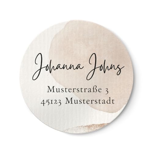 Personalisierte Adressaufkleber Beige | 4cm Runde wischfeste Etiketten 24 Stück mit Wunschtext | ideal für Einladungskarten Umschläge Briefpost Geschenke NORDEULE (Matt Pure (Folie), ⌀ 3cm (40 Stk.)) von NORDEULE