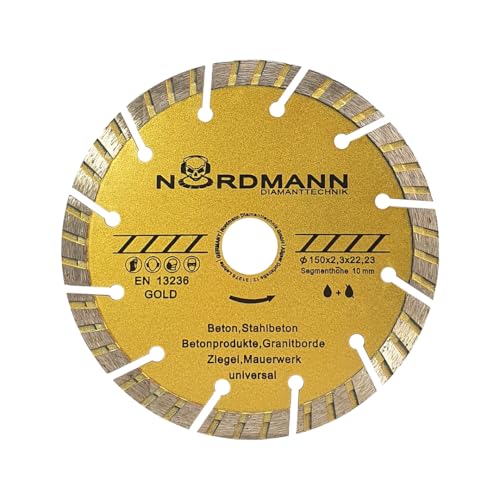 NORDMANN DIAMANTTECHNIK 1x Diamant Trennscheibe für Schlitzfräse - 150mm, Diamantscheibe für Beton, Stahlbeton, Klinker, Ziegel, hohe Schnittgeschwindigkeit, langlebig & präzise NORDMANN DIAMANTTECHNIK 1x Diamant Trennscheibe für Schlitzfräse - 150mm, Diamantscheibe für Beton, Stahlbeton, Klinker, Ziegel, hohe Schnittgeschwindigkeit, langlebig & präzise von NORDMANN DIAMANTTECHNIK