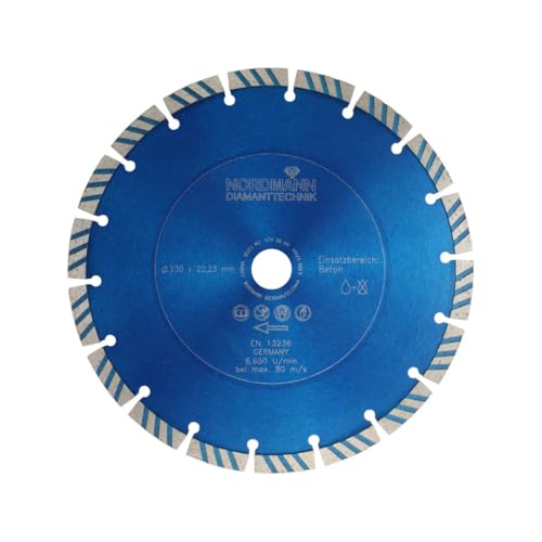 NORDMANN DIAMANTTECHNIK Diamant Trennscheibe N-10 230 x 22,23 mm, Diamantscheibe für Beton, Stahlbeton, Klinker & Ziegel, ideal für alle Arten von Beton, auch mit Armierung NORDMANN DIAMANTTECHNIK Diamant Trennscheibe N-10 230 x 22,23 mm, Diamantscheibe für Beton, Stahlbeton, Klinker & Ziegel, ideal für alle Arten von Beton, auch mit Armierung von NORDMANN DIAMANTTECHNIK