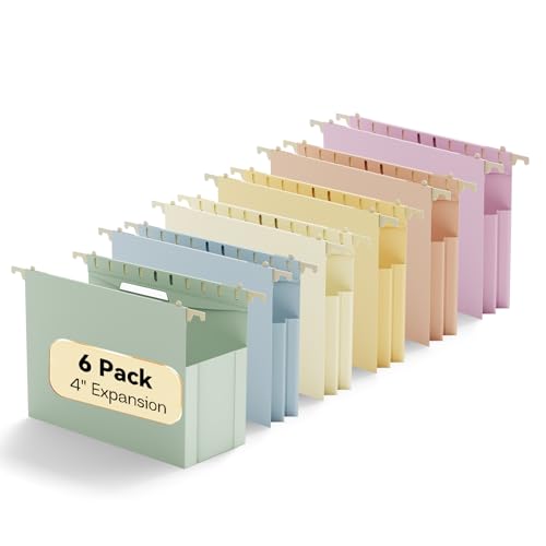 NORDUN Hängemappen aus Kunststoff, Briefgröße, 6 Stück, strapazierfähig, 10,2 cm Erweiterung, große Kapazität, Hängemappen mit Tabs, Aktenschrank-Organizer für Büro, Zuhause, Schule, für sperrige NORDUN Hängemappen aus Kunststoff, Briefgröße, 6 Stück, strapazierfähig, 10,2 cm Erweiterung, große Kapazität, Hängemappen mit Tabs, Aktenschrank-Organizer für Büro, Zuhause, Schule, für sperrige von NORDUN