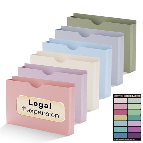 NORDUN Kunststoff-Aktenmappen, legale Größe, verbesserte Farbe, 12 Stück, Manila-Taschen-Ordner, 2,5 cm große Fächermappe für Dokumente, robuste Fächermappe mit geradem Schnitt, Morandi-Farben von NORDUN