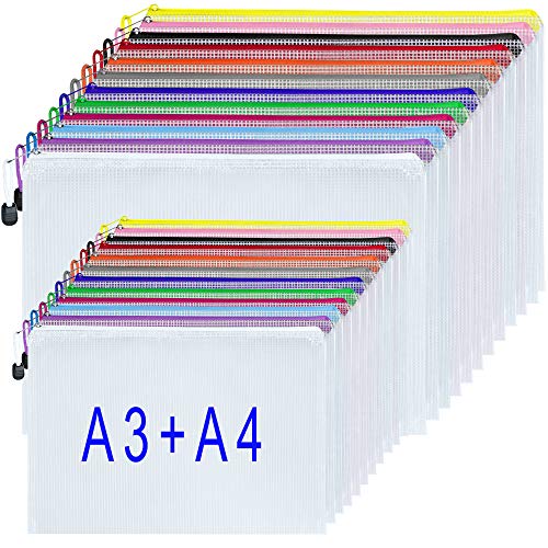 24 Stück – A3 Kunststoffhüllen A4 Reißverschluss Dokumentenmappe Große Druckverschlussbeutel Reißverschluss Aktenbeutel (A3/A4) von NORTHERN BROTHERS