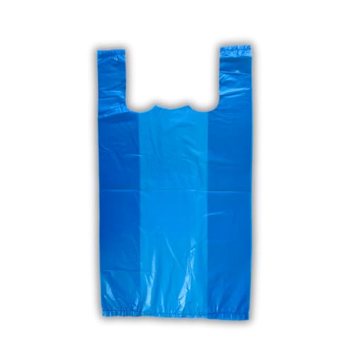 NORTHHAND Hemdchentragetaschen, 1000 Stück, 30+20x60cm, Blau, Extra Stark Einkaufstüten Plastiktüten von NORTHHAND