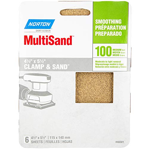Norton Klemme & Sand Schleifmittel Tabelle, Aluminiumoxid, 5–1/5,1 cm Länge x 4–1/5,1 cm Breite (Pack von 6), 5-1/2" x 4-1/2", 6 von NORTON