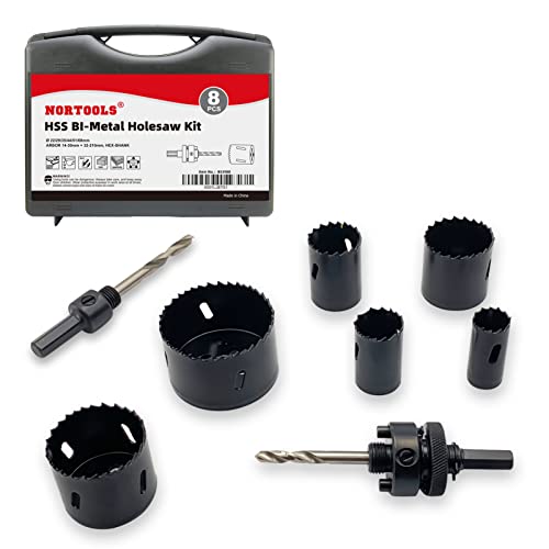 NORTOOLS 13 Stücke HSS (M3) Bimetall-Lochsägen-Kit mit Strong Box 22-68 mm von NORTOOLS