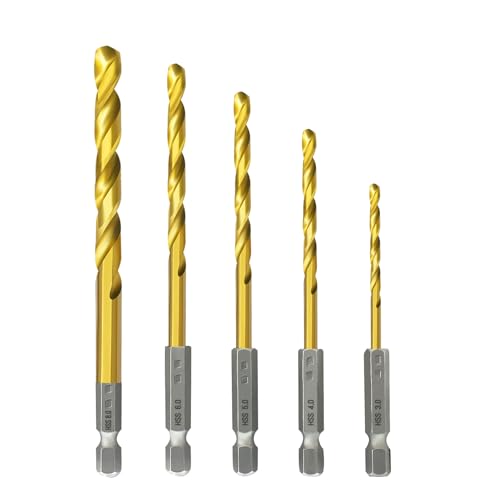 NORTOOLS 5 PCS HSS Roll Forged Titanium Twist Drill Bit Set With Hex Shank 2 3 4 5 6mm von NORTOOLS