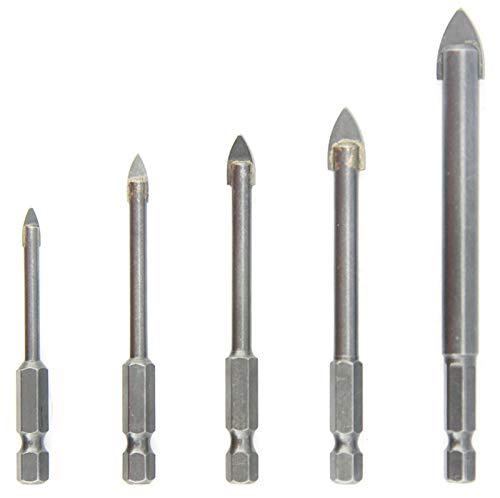 NORTOOLS 5 Stück Glasbohrkronen-Set Hartmetall-Schnellwechsel-Sechskantschaft 4-10 mm (für Fliesen, Keramik, Porzellan, Fliesenbohrer-Werkzeug) von NORTOOLS