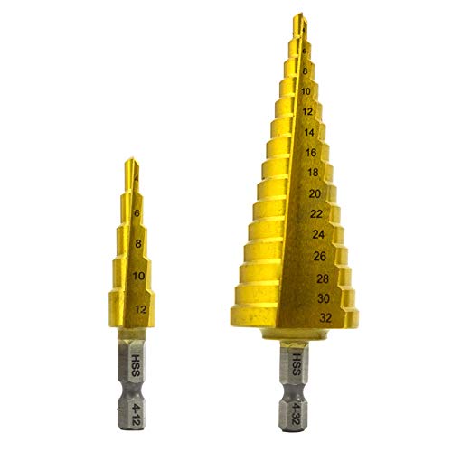NORTOOLS Stufenbohrer Set 2tlg HSS TiN mit Automatischem Mittelstempel,Schälbohrer Kegelbohrer Metallbohrer für Kunststoff, Holz, Aluminium NORTOOLS Stufenbohrer Set 2tlg HSS TiN mit Automatischem Mittelstempel,Schälbohrer Kegelbohrer Metallbohrer für Kunststoff, Holz, Aluminium von NORTOOLS