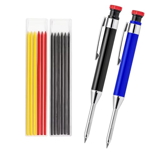 NORTOOOLS Zimmermannsbleistifte, robuste Zimmermannsbleistifte mit 14 Nachfüllungen, lange Spitze, tiefes Loch, automatische Bleistiftmarker mit integriertem Spitzer für Tischler, 2 Stück NORTOOOLS Zimmermannsbleistifte, robuste Zimmermannsbleistifte mit 14 Nachfüllungen, lange Spitze, tiefes Loch, automatische Bleistiftmarker mit integriertem Spitzer für Tischler, 2 Stück von NORTOOLS