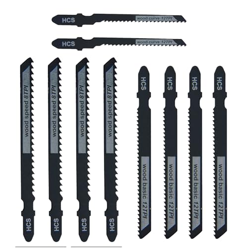 T-Shank HCS Stichsägeblatt-Set, Holzbearbeitung niedlicher schnell und sauber für Modelle Bosch DEWALT Makita usw. 10 PCS (Einheitsgröße, Set 3) von NORTOOLS