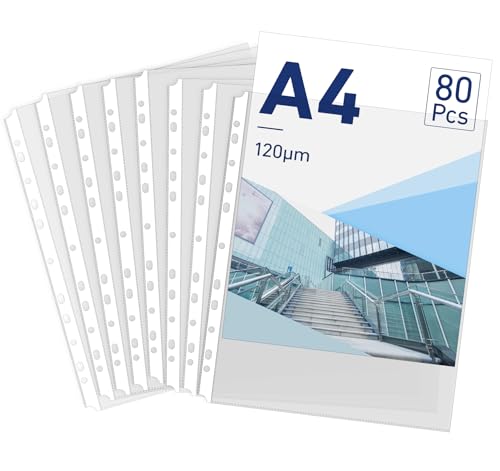 NOTEZMATE Klarsichthüllen, A4, gelocht, 120 Mikron, starke Kunststoffhüllen, transparente Öffnung oben, Poly-Taschen mit 11 Löchern für Aktenordner und Ringbücher, Dokumentenschutz, 80 Stück NOTEZMATE Klarsichthüllen, A4, gelocht, 120 Mikron, starke Kunststoffhüllen, transparente Öffnung oben, Poly-Taschen mit 11 Löchern für Aktenordner und Ringbücher, Dokumentenschutz, 80 Stück von NOTEZMATE