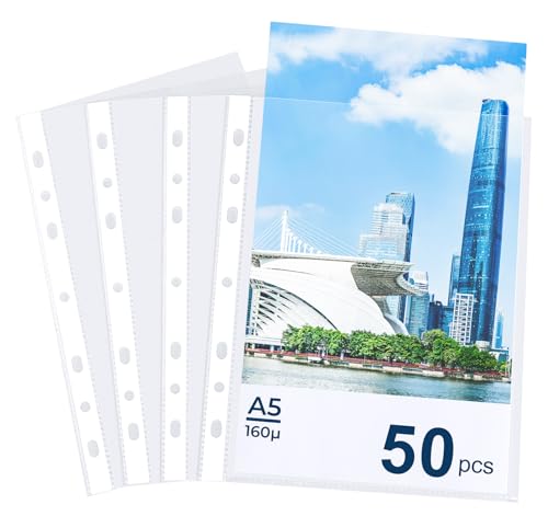 NOTEZMATE Prospekthüllen A5 Glasklar, 50PCS Klarsichthüllen A5 Extra Stark 160µ Stabil Klarsichtfolien Hülle Taschen zum Schutz von Papier, Akten, Dokumenten, Fotos NOTEZMATE Prospekthüllen A5 Glasklar, 50PCS Klarsichthüllen A5 Extra Stark 160µ Stabil Klarsichtfolien Hülle Taschen zum Schutz von Papier, Akten, Dokumenten, Fotos von NOTEZMATE