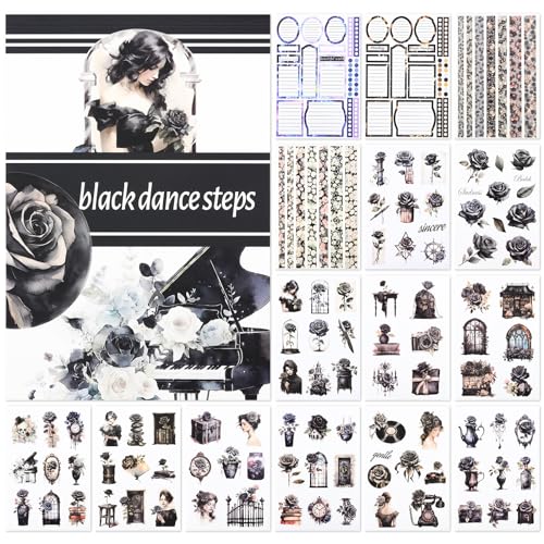 NOTIONSLAND 20 Blatt Scrapbook Stickers Book, 100+ Journaling Aufkleber für Scrapbooking Supplies, PET Ästhetische Vintage Aufkleber für Scrapbooking von NOTIONSLAND