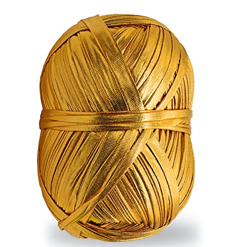 NOTIONSLAND 200 g Metallic-T-Shirt-Garn, Glanzgarn, Metallic-Strickgarn, glänzendes T-Shirt-Garn, Metallic-Garn für Häkeltaschen, Gold NOTIONSLAND 200 g Metallic-T-Shirt-Garn, Glanzgarn, Metallic-Strickgarn, glänzendes T-Shirt-Garn, Metallic-Garn für Häkeltaschen, Gold von NOTIONSLAND