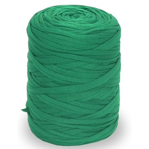 NOTIONSLAND 400 g T-Shirt-Garn, Strickgarn, Stoff, Häkelgarn für Tasche, Korb, Decke, Heimdekoration – Pfauengrün von NOTIONSLAND